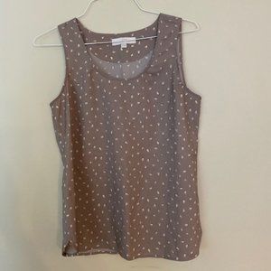 Loft Taupe Feather Blouse